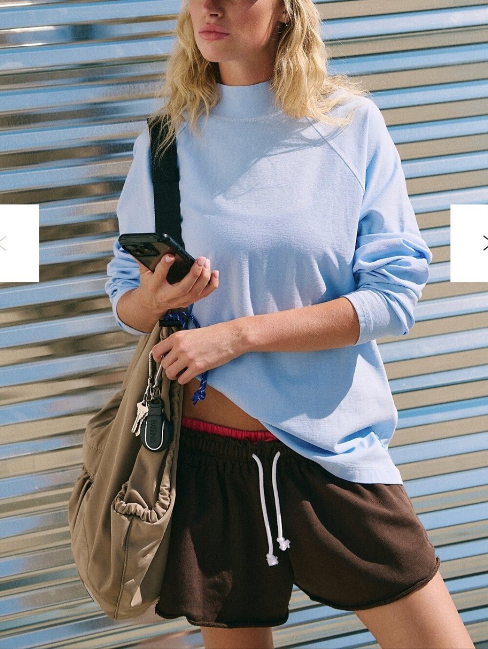 Free People Light Blue Women's Long Sleeve Crewneck Top-Size M